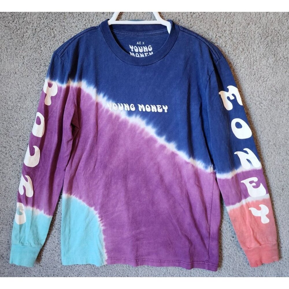 American Eagle AE x Young Money Tie Dye Long Sleeve Logo T Shirt Size XS